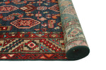 Fine VTG Abzari Red/Navy Runner, 3'3" x 8'6"