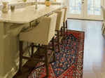 Fine VTG Abzari Red/Navy Runner, 3'3" x 8'6"