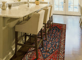 Fine VTG Abzari Red/Navy Runner, 3'3" x 8'6"
