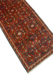 Fine VTG Achehbou Red/Navy Runner, 2'3" x 11'6"