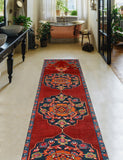 Fine VTG Husna Red/Navy Runner, 2'6" x 12'0"