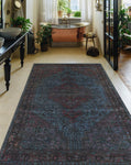 Vintage Kenya Grey-Blue/Brown Rug, 4'6" x 7'10"