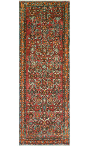 Fine VTG Ipyana Red/Orange Runner, 3'4" x 9'9"