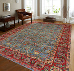 Super VTG Nisa Lt. Blue/Red Rug, 6'8" x 9'3"