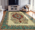 Vintage Anders Ivory/Lt. Green Rug, 9'6" x 12'11"