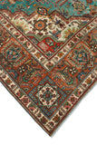 Vintage Wajid Turquoise/Rust Rug, 9'9" x 13'1"