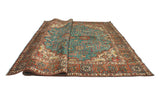 Vintage Wajid Turquoise/Rust Rug, 9'9" x 13'1"