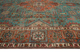 Vintage Wajid Turquoise/Rust Rug, 9'9" x 13'1"