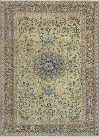 Super VTG Filiz Beige/Brown Rug, 6'4" x 9'3"