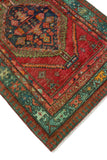 Fine VTG Henrry Red/Green Runner, 3'4" x 12'4"