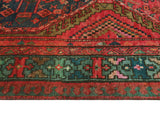 Fine VTG Henrry Red/Green Runner, 3'4" x 12'4"