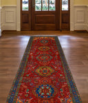 Fine VTG Ilyass Red/Blue Runner, 3'5" x 9'11"