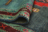 Fine VTG Golshan Navy/Red Rug, 4'11" x 9'3"