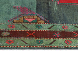 Fine VTG Golshan Navy/Red Rug, 4'11" x 9'3"