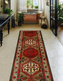 Fine VTG Basil Brown/Ivory Runner, 3'3" x 11'0"