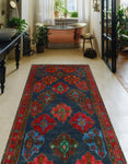 Fine VTG Aquiano Navy/Red Runner, 4'3" x 9'0"