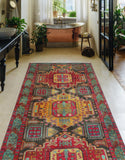 Fine VTG Bunmi Charcoal/Red Runner, 4'9" x 9'10"