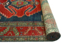 Fine VTG Hiba Red/Navy Runner, 4'2" x 10'4"