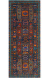 Fine VTG Jendayi Navy/Orange Runner, 4'0" x 9'7"