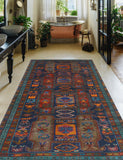 Fine VTG Jendayi Navy/Orange Runner, 4'0" x 9'7"