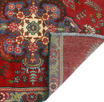 Fine VTG Husayn Red/Grey-Blue Runner, 3'2" x 10'6"