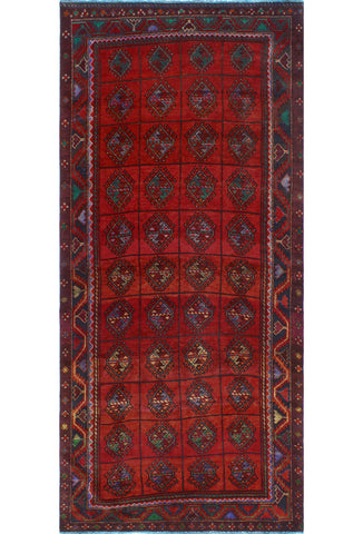 Fine VTG Jamieson Red/Charcoal Runner, 4'11" x 10'10"