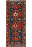 Fine VTG Hussain Red/Charcoal Runner, 3'6" x 8'7"