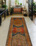 Fine VTG Fariba Charcoal/Brown Runner, 3'7" x 10'9"