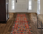 Fine VTG Burl Red/Navy Runner, 2'0" x 9'3"