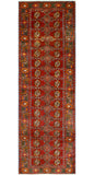 Vintage Iona Red/Charcoal Runner, 3'2" x 9'11"