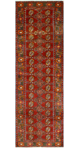 Vintage Iona Red/Charcoal Runner, 3'2" x 9'11"