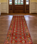 Vintage Iona Red/Charcoal Runner, 3'2" x 9'11"