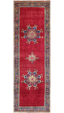 Fine VTG Imogen Red/Blue Runner, 3'1" x 9'6"