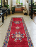 Fine VTG Imogen Red/Blue Runner, 3'1" x 9'6"