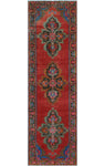 Fine VTG Haluk Red/Charcoal Runner, 3'8" x 12'10"