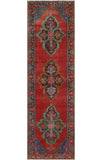 Fine VTG Haluk Red/Charcoal Runner, 3'8" x 12'10"