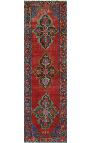 Fine VTG Haluk Red/Charcoal Runner, 3'8" x 12'10"