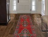 Fine VTG Haluk Red/Charcoal Runner, 3'8" x 12'10"