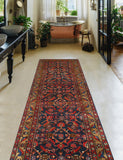 Fine VTG Ilhami Navy/Brown Runner, 3'4" x 10'7"