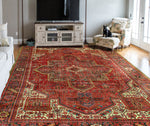 Fine VTG Aamor Red/Charcoal Rug, 10'1" x 13'1"