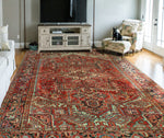 Fine VTG Aaden Red/Charcoal Rug, 8'3" x 10'11"