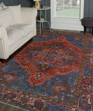 Fine VTG Firuz Red/Charcoal Rug, 6'7" x 8'9"