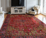 Fine VTG Birk Red/Charcoal Rug, 9'10" x 12'10"