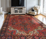 Fine VTG Eser Red/Charcoal Rug, 9'11" x 12'4"