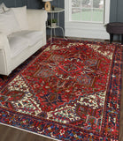 Fine VTG Blyth Red/Navy Rug, 7'1" x 9'11"