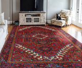 Fine VTG Bomani Red/Charcoal Rug, 9'11" x 12'8"