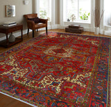 Fine VTG Otmane Red/Charcoal Rug, 7'6" x 9'10"