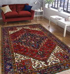 Fine VTG Bolade Red/Navy Rug, 6'9" x 9'10"