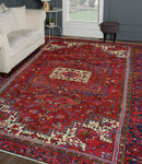 Fine VTG Cara Red/Navy Rug, 9'6" x 13'0"