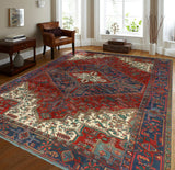 Vintage Jeanine Red/Navy Rug, 6'10" x 9'3"